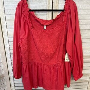 St. John's Bay Red Ruffled Blouse